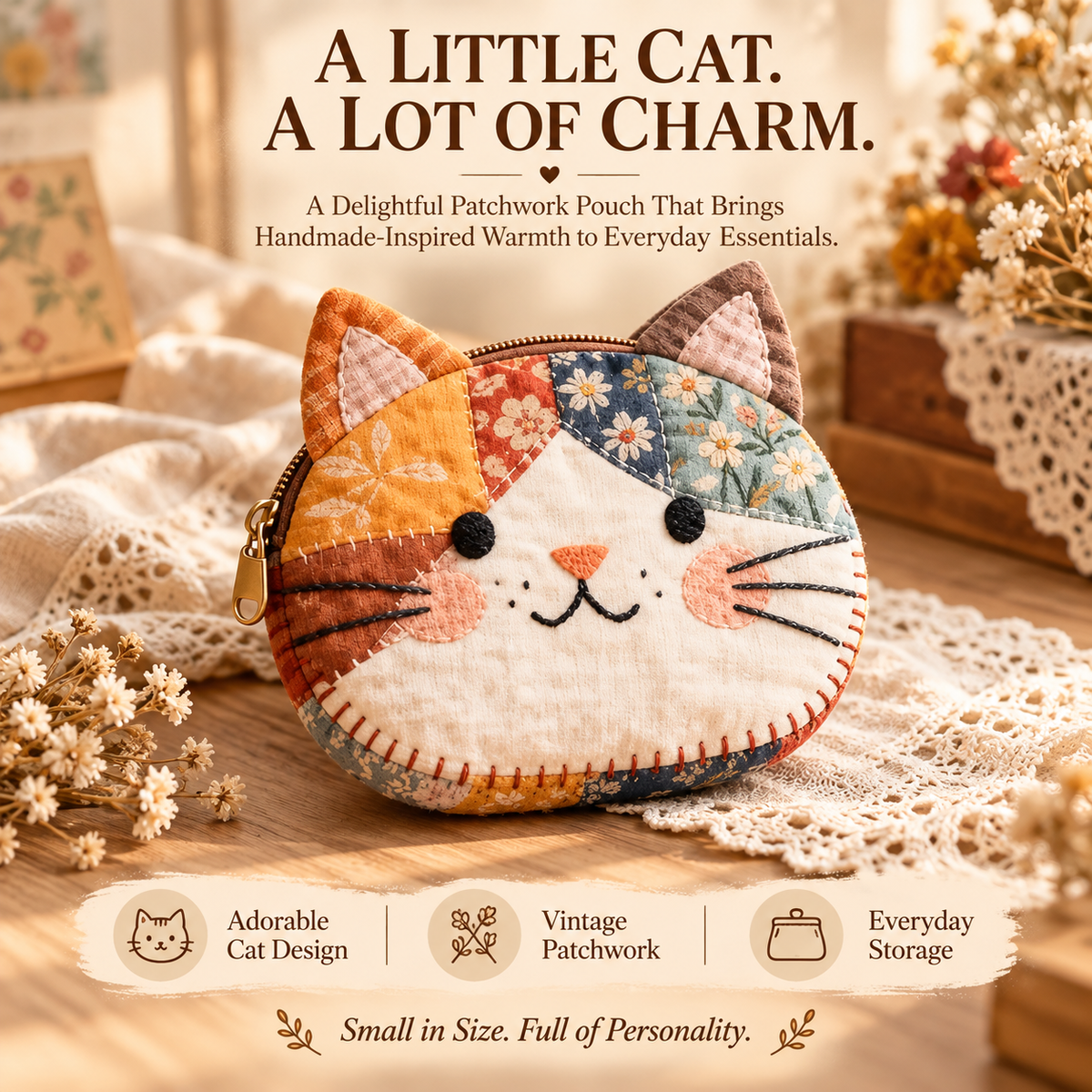 🐱Handmade Patchwork Cat Coin Purse