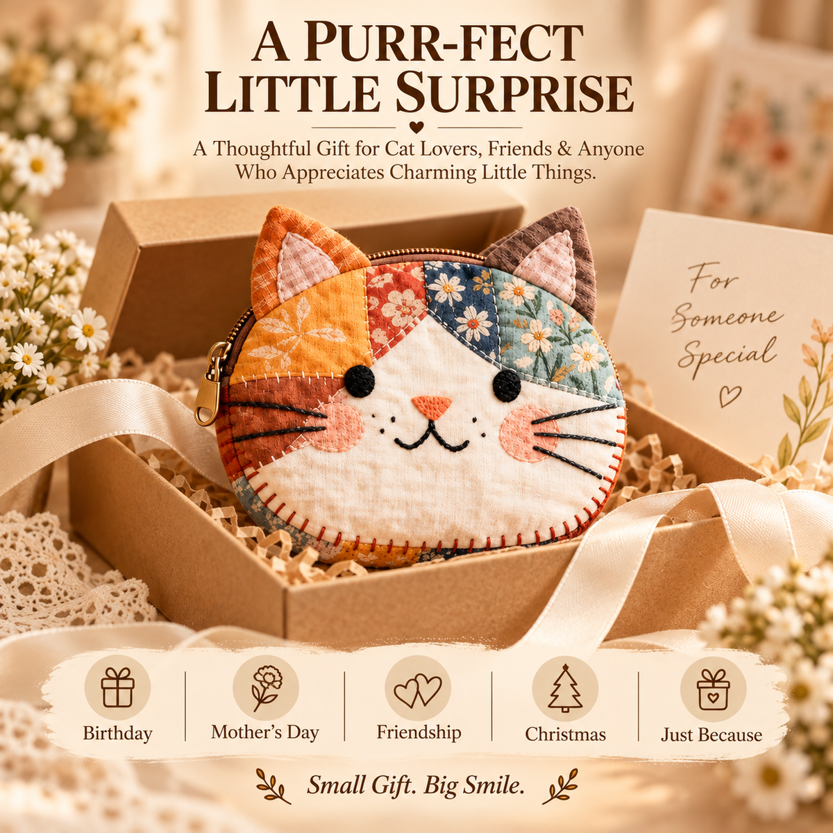 🐱Handmade Patchwork Cat Coin Purse