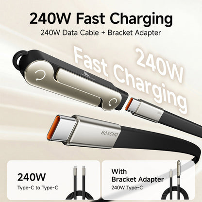🔋240W 2-in-1 USB-C Fast Charging Cable with Rotating Phone Stand
