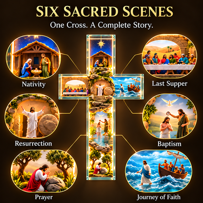 ✨ Last Day 49% OFF!✝️The Story of Jesus in 6 Scenes Cross Lamp
