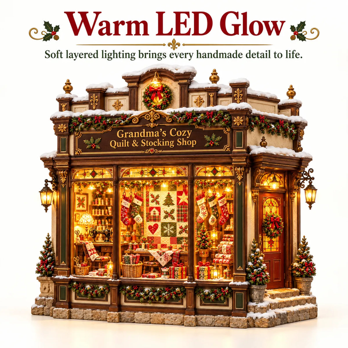Grandma's Cozy Quilt Shop warm LED glow