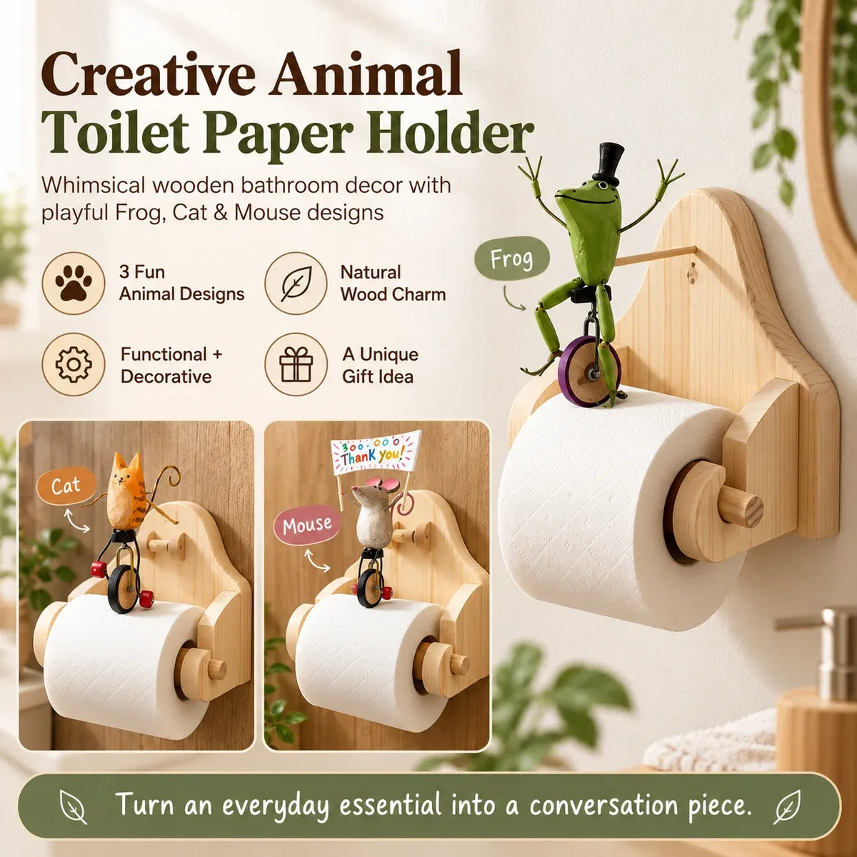 🐸 Creative Animal Toilet Paper Holder