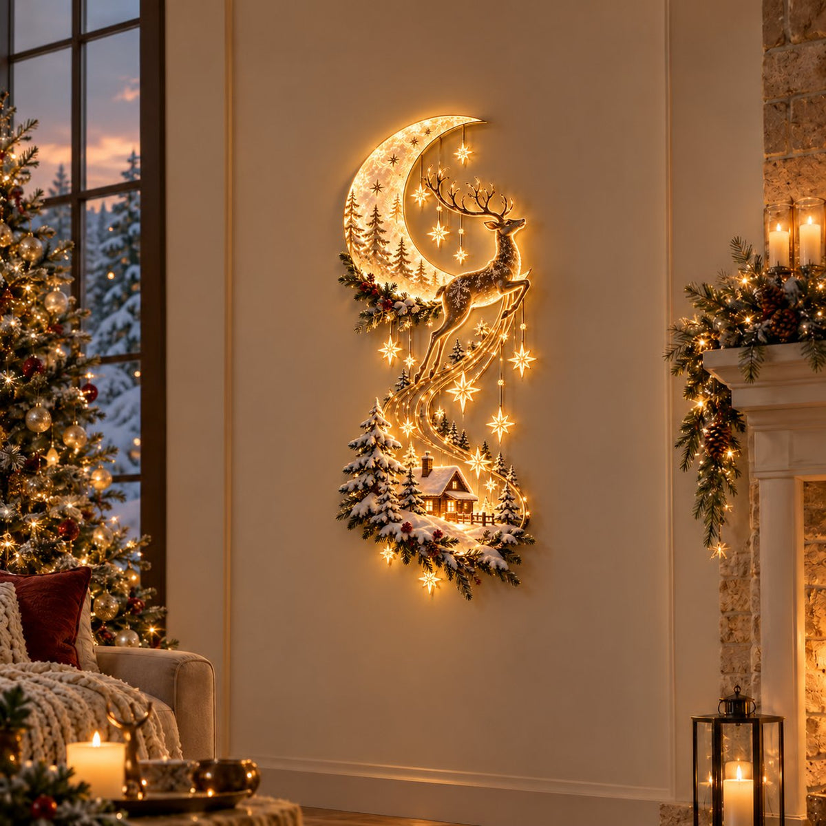 Reindeer Under the Starry Sky™ – Mysig julstuga