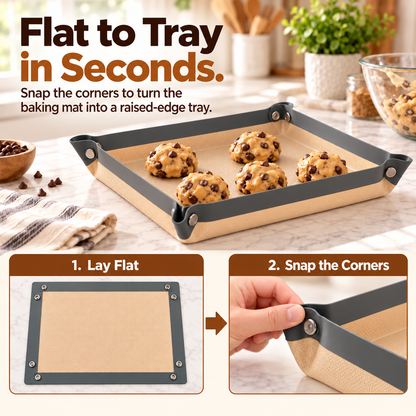 🍪 Foldable Silicone Baking Tray – Bake, Release & Store with Ease:New Upgraded Version ⭐