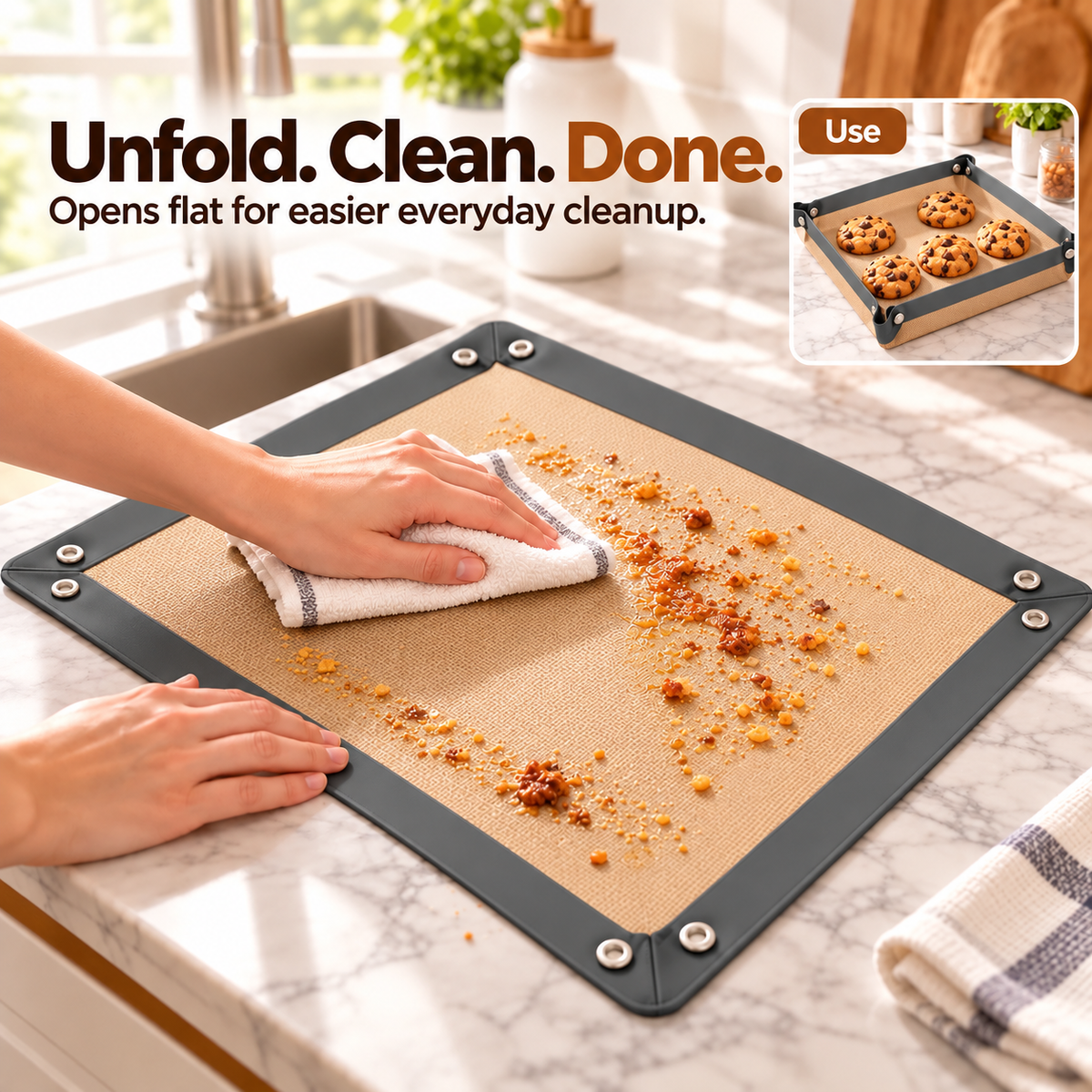 🍪 Foldable Silicone Baking Tray – Bake, Release & Store with Ease:New Upgraded Version ⭐