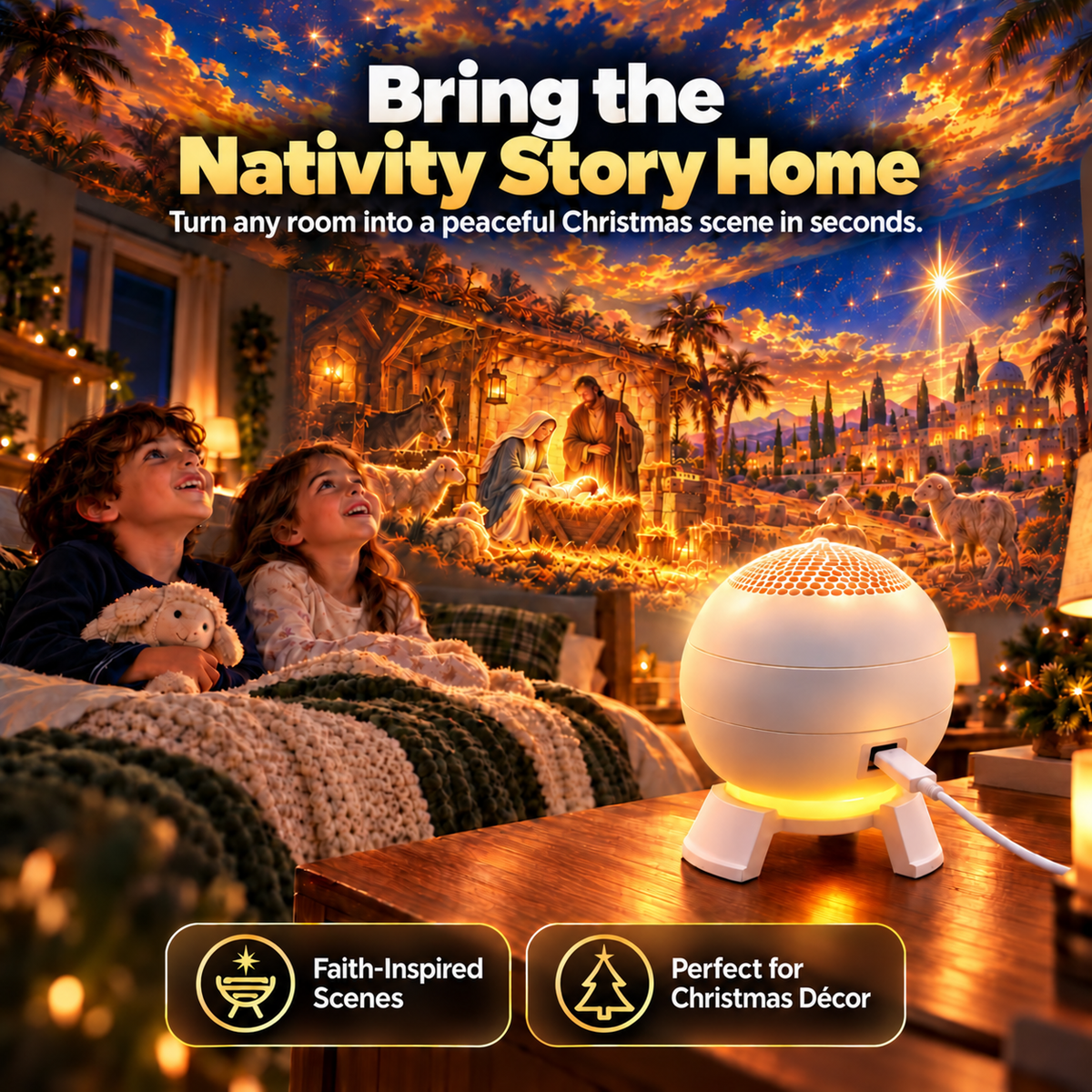 ✝️🌟 Nativity Christmas 5D Projection Light – Transform Any Room Into the Night of Bethlehem