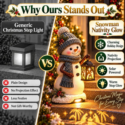 ⛄️🎄snowman Nativity Glow™ – Solar Christmas Step Light With Holy Family Projection🌙