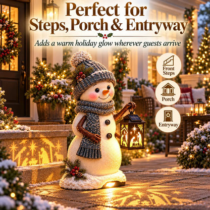 ⛄️🎄snowman Nativity Glow™ – Solar Christmas Step Light With Holy Family Projection🌙