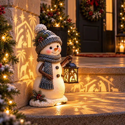⛄️🎄snowman Nativity Glow™ – Solar Christmas Step Light With Holy Family Projection🌙