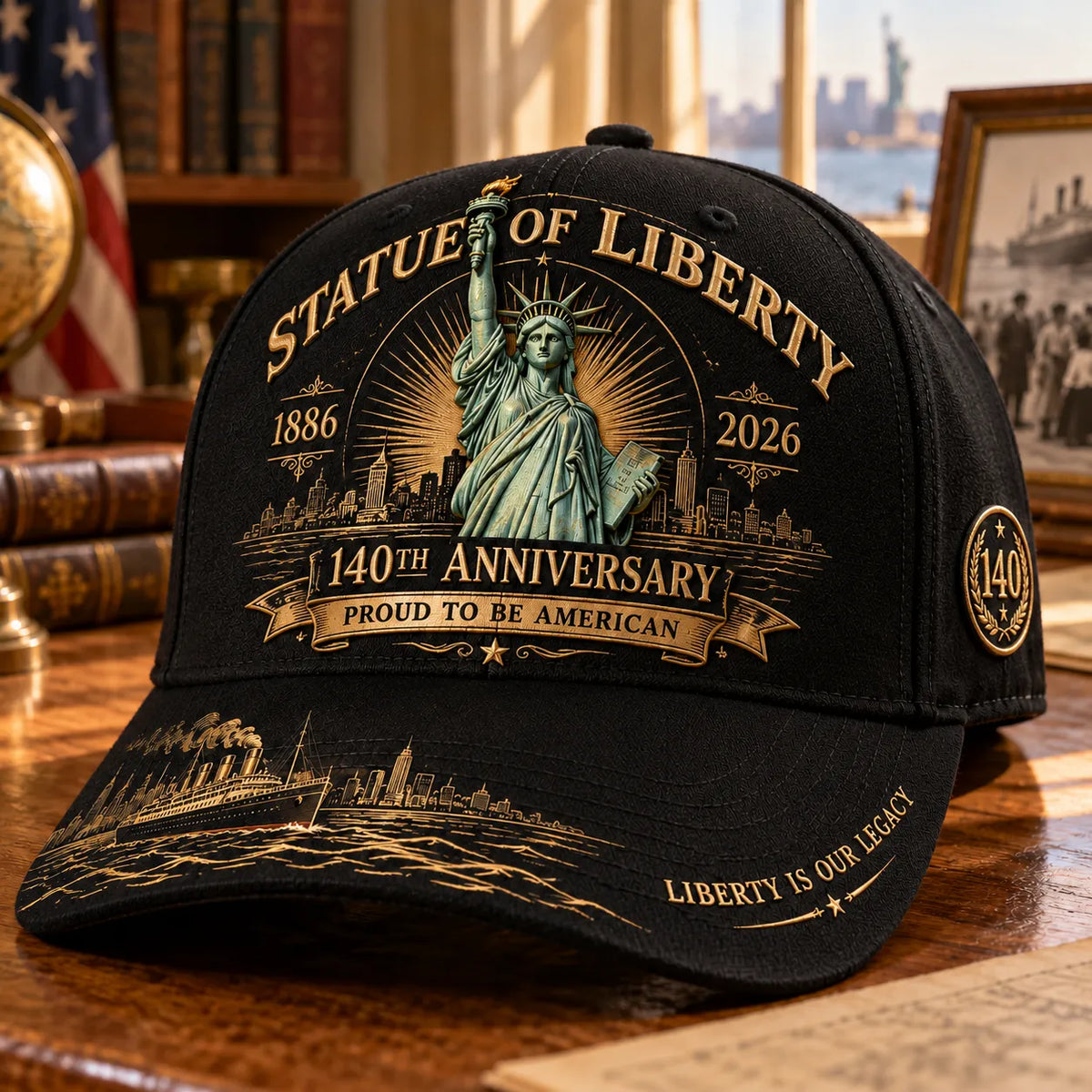 💝last Day 49% Off - 🗽 Statue Of Liberty 140th Anniversary 1886–2026 – Premium Embroidered Heritage Cap | Cotton-poly Blend • Detailed Embroidery • Adjustable Fit 🇺🇸