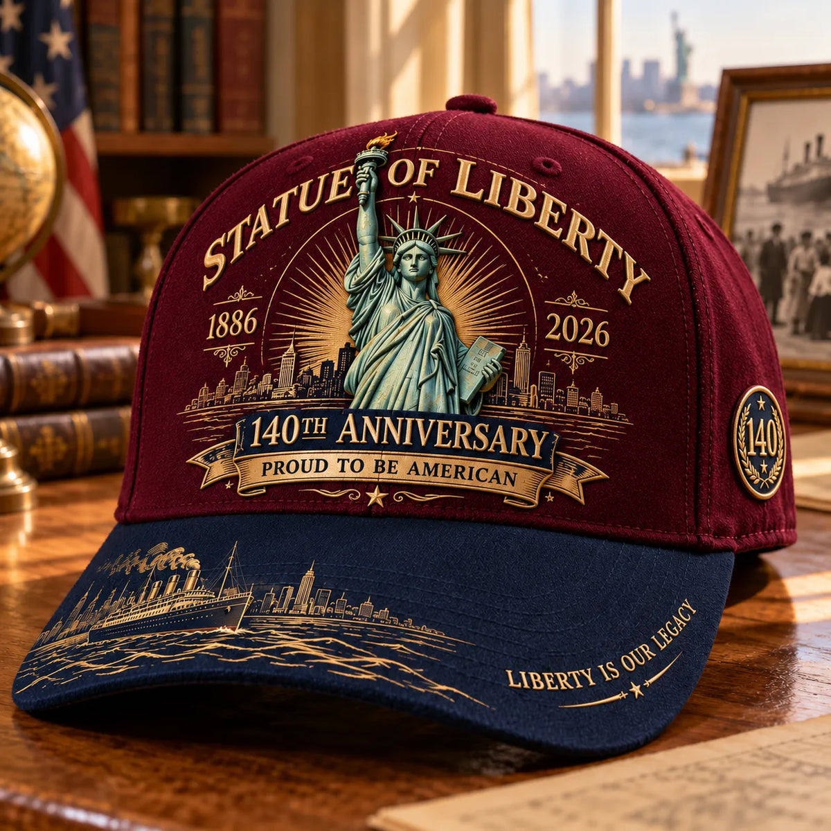 💝last Day 49% Off - 🗽 Statue Of Liberty 140th Anniversary 1886–2026 – Premium Embroidered Heritage Cap | Cotton-poly Blend • Detailed Embroidery • Adjustable Fit 🇺🇸