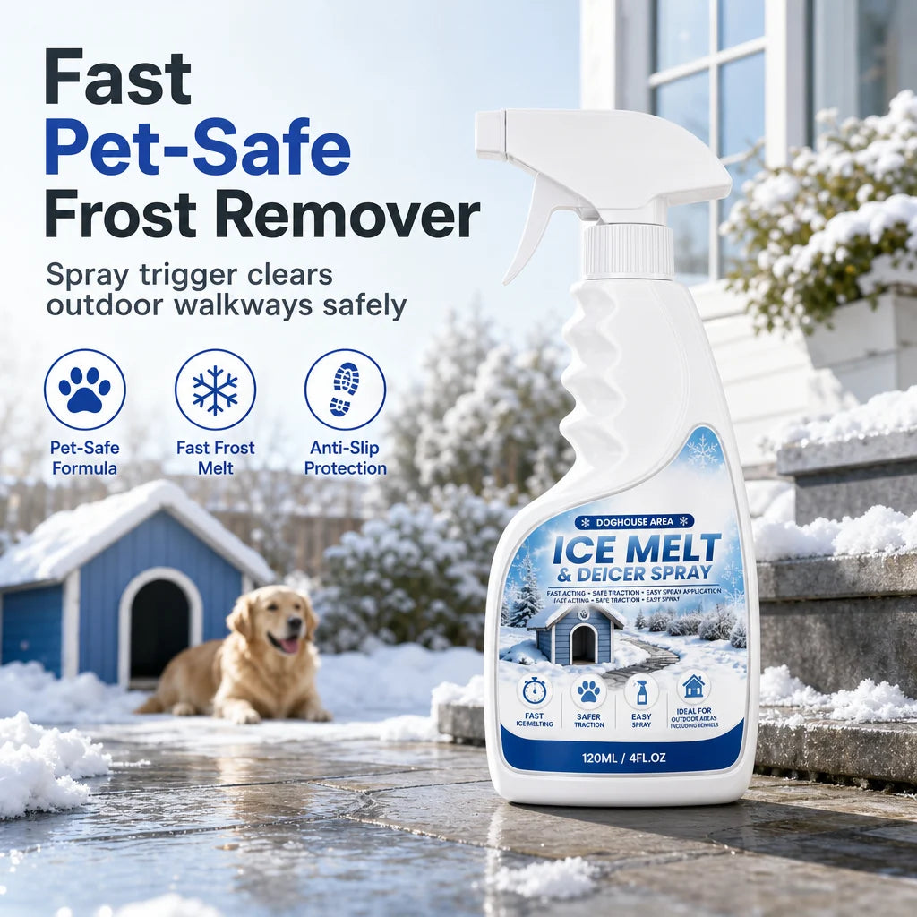 Outdoor De-Icing & Snow Melting Spray – pet-safe, dissolves frost on contact. Clear steps, walkways & patios fast! 🛡️✅
