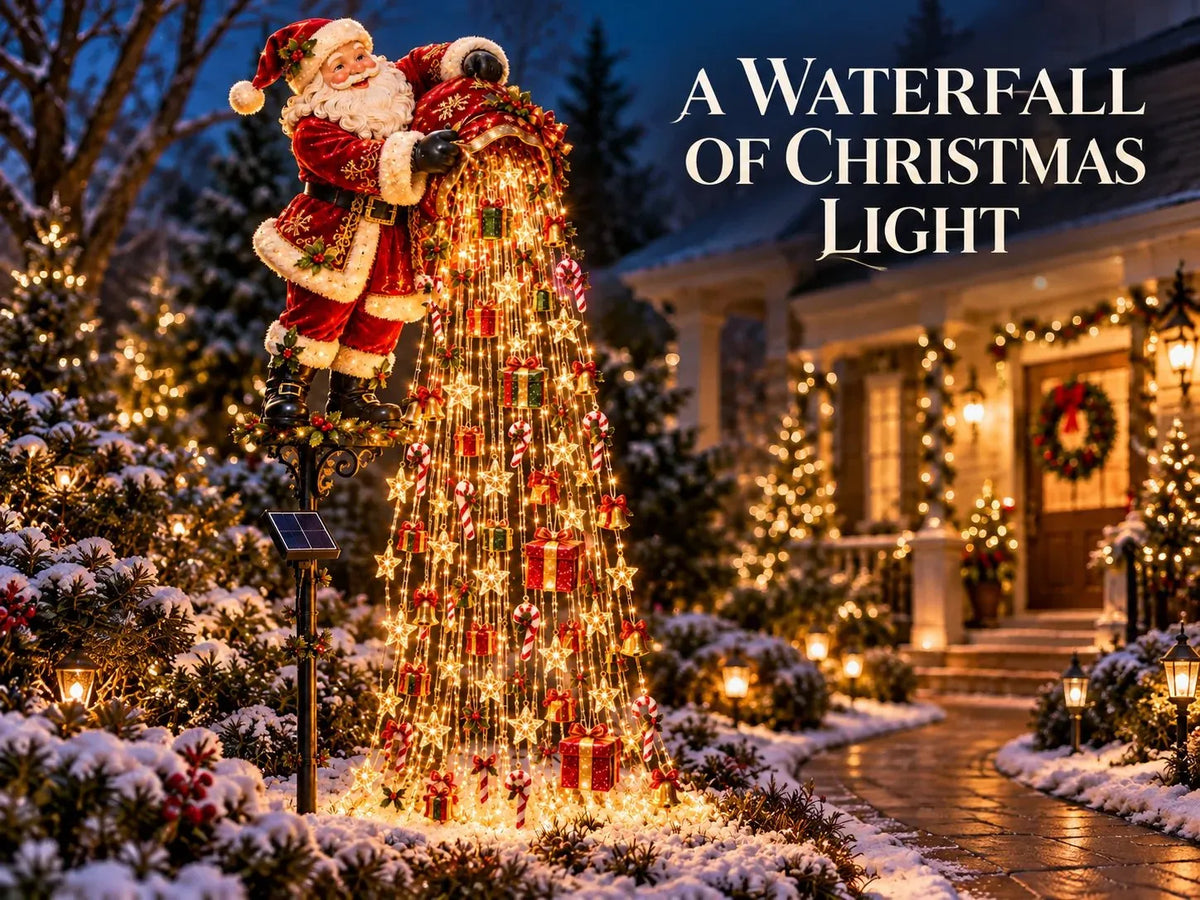 🎄 Weihnachtliche Sternenlichtkaskade – Solarbetriebene LED-Gartenstecker