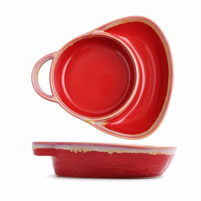 Retro Ceramic Divided Baking Dish with Single Handle⏳