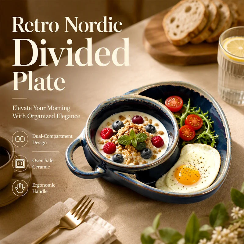 Retro Nordic Divided Ceramic Plate