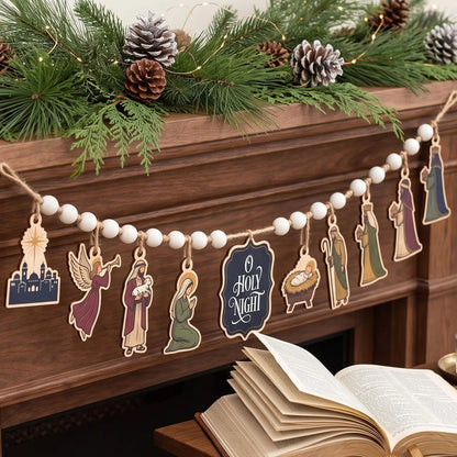 Nativity Scene Christmas Wooden Garland