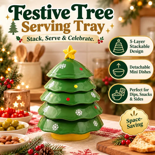 5-Layer Christmas Tree Serving Tray - Green