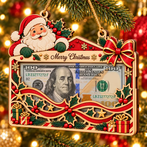 🎄💵 Wooden Christmas Money Gift Holder Ornament – A Fun & Festive Way to Gift Cash 🎁✨