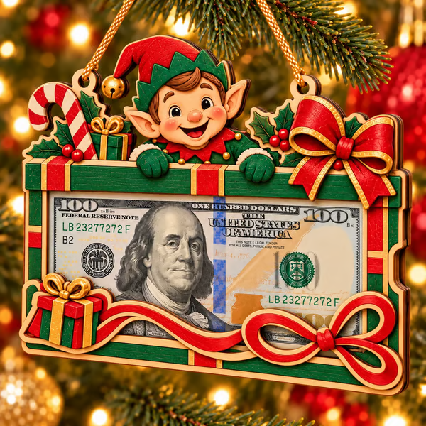 🎄💵 Wooden Christmas Money Gift Holder Ornament – A Fun & Festive Way to Gift Cash 🎁✨