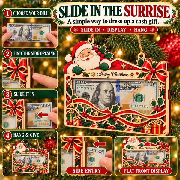 🎄💵 Wooden Christmas Money Gift Holder Ornament – A Fun & Festive Way to Gift Cash 🎁✨