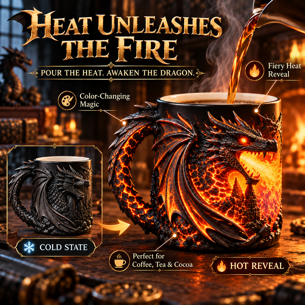 Heat unleashes the fire dragon mug