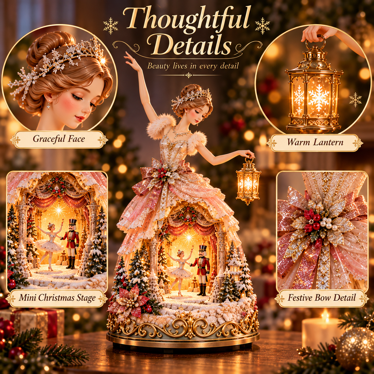 🔥LAST DAY 49% OFF 🩰 Winter Ballerina Story Lamp – Lighted Nutcracker Christmas Tabletop Decor ✨