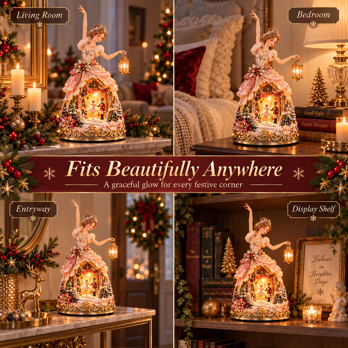 🔥LAST DAY 49% OFF 🩰 Winter Ballerina Story Lamp – Lighted Nutcracker Christmas Tabletop Decor ✨