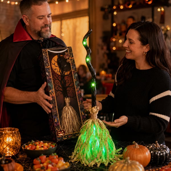 🎃🧹Animated Moving Witch Broom- Light‑Sound‑Motion