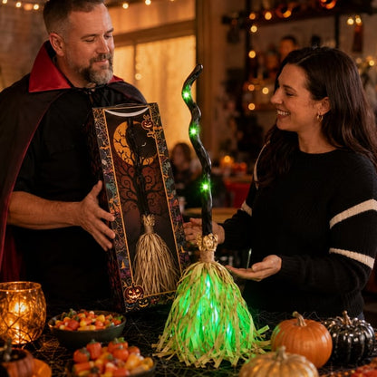 🎃🧹Animated Moving Witch Broom- Light‑Sound‑Motion