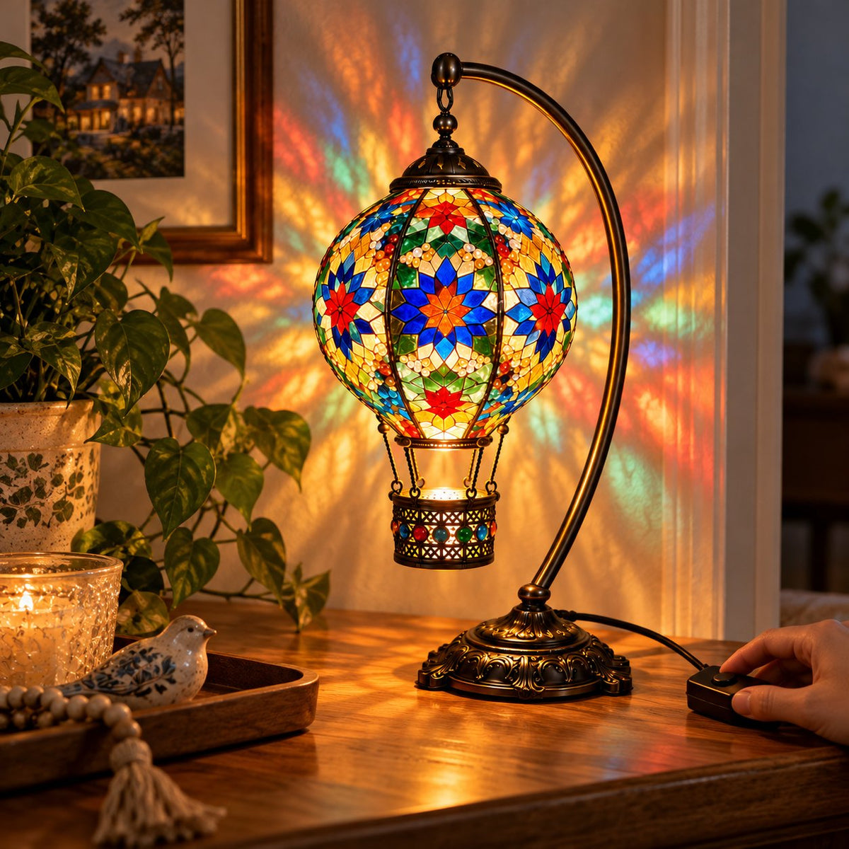 🎨 Beginner-Friendly Turkish Mosaic Hot Air Balloon Lamp DIY Kit | Complete Kit with Mosaic Pieces, Tools & USB Light Included ✨