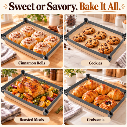 🍪 Foldable Silicone Baking Tray – Bake, Release & Store with Ease:New Upgraded Version ⭐