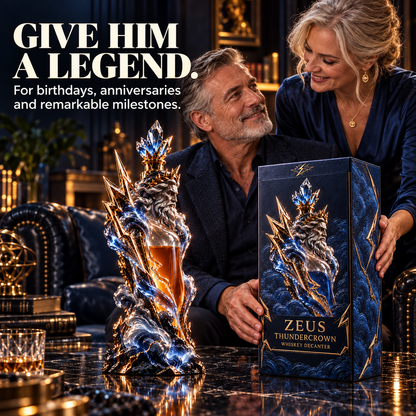 ⚡ Zeus Thundercrown Whiskey Decanter – Sculptural Bar Centerpiece