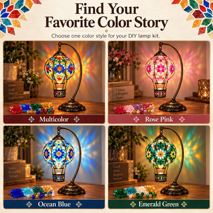 🎨 Beginner-Friendly Turkish Mosaic Hot Air Balloon Lamp DIY Kit | Complete Kit with Mosaic Pieces, Tools & USB Light Included ✨