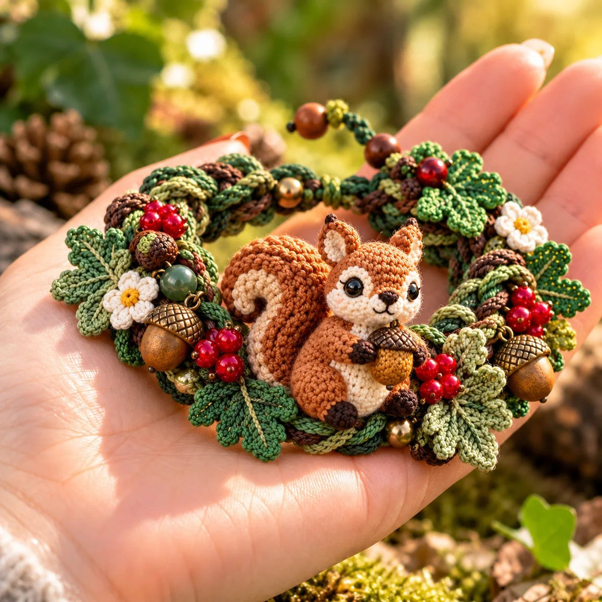 🌿🧶 Woodland Wrist Friends – Handmade 3D Crochet Animal Bracelet Collection