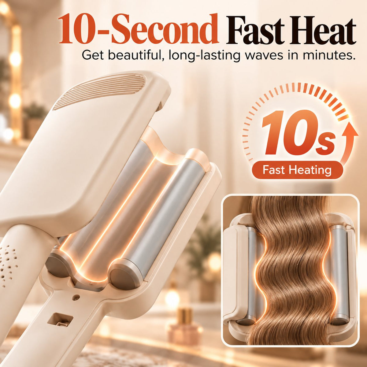 ⏰32MM Wavy Hair Curler – Big Bouncy Curls, 4 Adjustable Heat Settings & Negative Ion Care – Salon-Quality Styling at Home 💇‍♀️