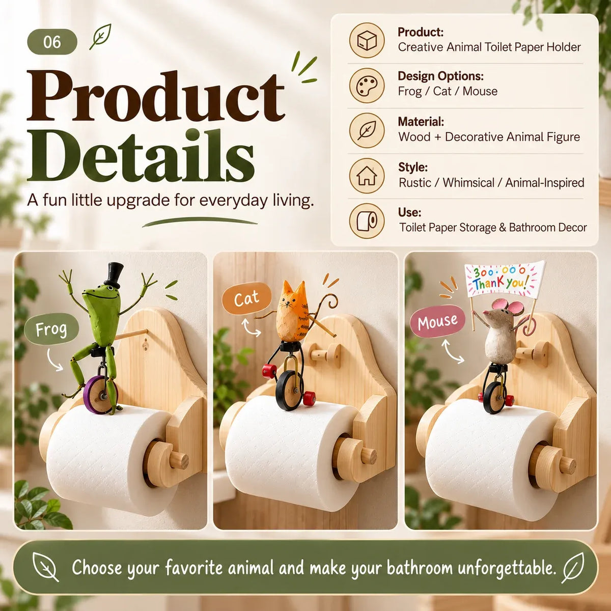 🐸 Creative Animal Toilet Paper Holder