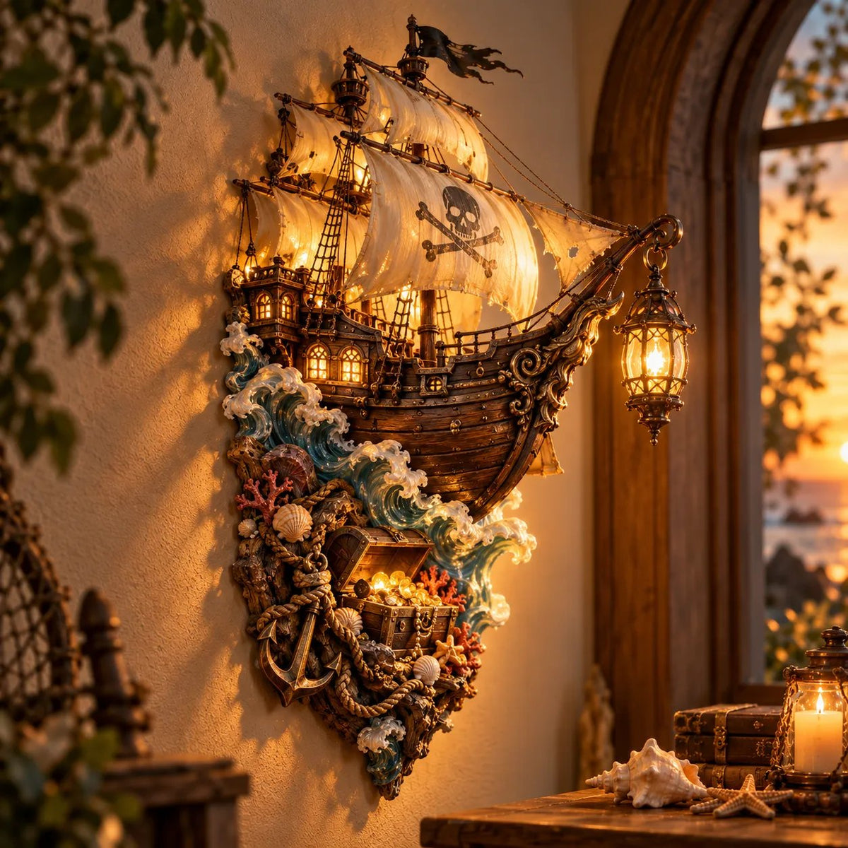 ⛵Ghost Ship Lantern – Light-Up Nautical Wall Decor