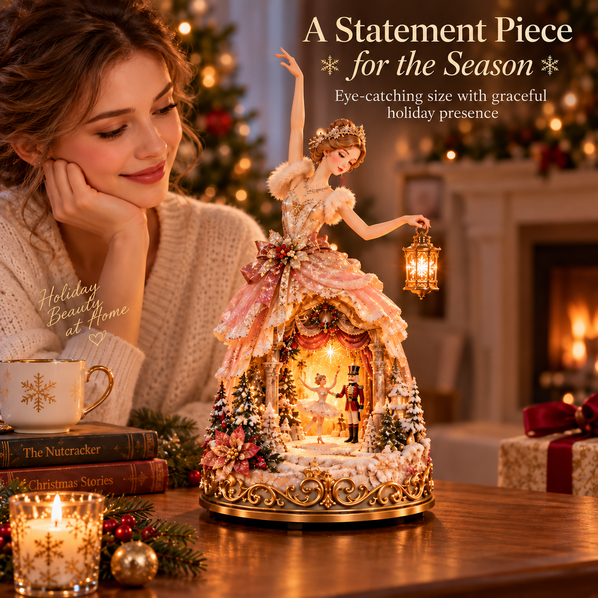 🔥LAST DAY 49% OFF 🩰 Winter Ballerina Story Lamp – Lighted Nutcracker Christmas Tabletop Decor ✨